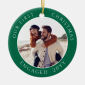初めてのクリスマス婚約した写真Keepsake セラミックオーナメント (正面)