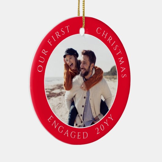 初めてのクリスマス婚約した写真Keepsake セラミックオーナメント (右)