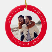 初めてのクリスマス婚約した写真Keepsake セラミックオーナメント (正面)