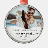 初めてのクリスマス婚約した写真Keepsake メタルオーナメント (正面)