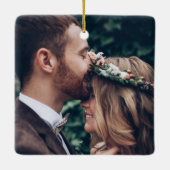 初めてのクリスマス婚約した名&日付2 – 写真 セラミックオーナメント (裏面)