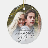 初めてのクリスマス婚約した手書き写真 セラミックオーナメント (左)