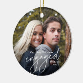 初めてのクリスマス婚約した手書き写真 セラミックオーナメント (左)
