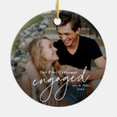 初めてのクリスマス婚約した手書き写真 セラミックオーナメント (裏面)