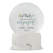 初めてのクリスマス婚約した水彩緑 スノーグローブ (裏面)