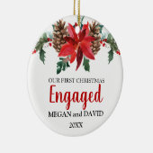 初めてのクリスマス婚約した結婚した写真pointsettia セラミックオーナメント (右)