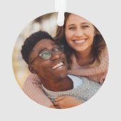 初めてのクリスマス婚約した金ゴールドグリッタースクリプト写真 オーナメント (裏面)