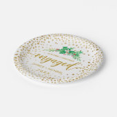 初めてのクリスマス婚約した金ゴールドスクリプトHolly Monogram ペーパープレート (アングル)