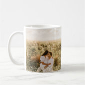 初めてのクリスマス婚約した金ゴールド写真 コーヒーマグカップ (左)