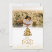 初めてのクリスマス婚約した金ゴールド写真 シーズンカード (正面)