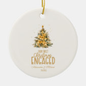 初めてのクリスマス婚約した金ゴールド写真 セラミックオーナメント (正面)