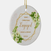 初めてのクリスマス婚約した金ゴールド大理石白ユリ セラミックオーナメント (右)