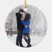 初めてのクリスマス婚約した金ゴールド大理石白ユリ セラミックオーナメント (裏面)