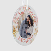 初めてのクリスマス婚約した金ゴールド赤面雪片 オーナメント (正面)