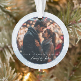 初めてのクリスマス婚約した2フォトミニマルモダンリスト オーナメント