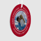 初めてのクリスマス婚約した2フォトレッド オーナメント (正面)