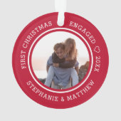 初めてのクリスマス婚約した2フォトレッド オーナメント (裏面)