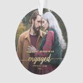 初めてのクリスマス婚約した2フォト金ゴールドフォント オーナメント (正面)