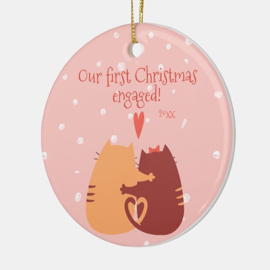 初めてのクリスマス婚約した!可愛い猫 セラミックオーナメント (左)