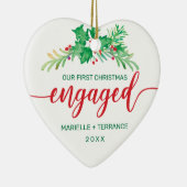 初めてのクリスマス婚約したHolly Red Scriptの写真 セラミックオーナメント (右)