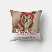 初めてのクリスマス子犬の写真ホワイトスターズ クッション (裏面)