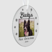 初めてのクリスマス子犬の名前スノーフレーク写真 オーナメント (正面)