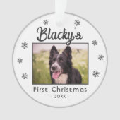 初めてのクリスマス子犬の名前スノーフレーク写真 オーナメント (正面)