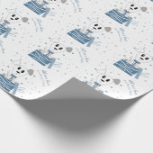 初めてのクリスマス子犬オンプレゼント(ウィンターブルー) ラッピングペーパー (角)