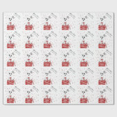 初めてのクリスマス子犬オンプレゼント（赤） ラッピングペーパー (フラット)