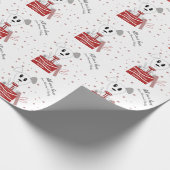 初めてのクリスマス子犬オンプレゼント（赤） ラッピングペーパー (角)