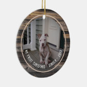 初めてのクリスマス子犬ペット数々のフォトキープサケ セラミックオーナメント (右)