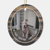 初めてのクリスマス子犬ペット数々のフォトキープサケ セラミックオーナメント (左)