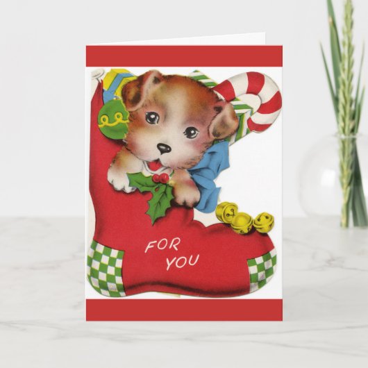 初めてのクリスマス子犬 カード (正面)