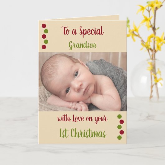 初めてのクリスマス孫が可愛すぎる赤 カード (黄色い花)