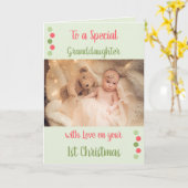 初めてのクリスマス孫娘かわいいサンゴ カード (黄色い花)