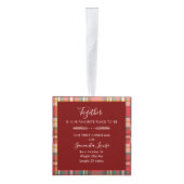 初めてのクリスマス家族の写真のプレ素朴イド キューブオーナメント (右)