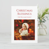 初めてのクリスマス恵みかわいいベビー写真 シーズンカード (スタンド正面)