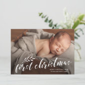 初めてのクリスマス手書きベビー写真 シーズンカード (スタンド正面)