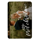 初めてのクリスマス手書結婚きの写真の休日  マグネット (縦)