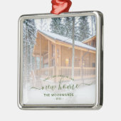 初めてのクリスマス新しいホームカスタムフォトグリーンスクリプト メタルオーナメント (左)