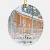 初めてのクリスマス新しいホームカスタムフォトグレースクリプト セラミックオーナメント (左)