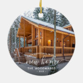 初めてのクリスマス新しいホームカスタムフォトホワイトスクリプト セラミックオーナメント (裏面)