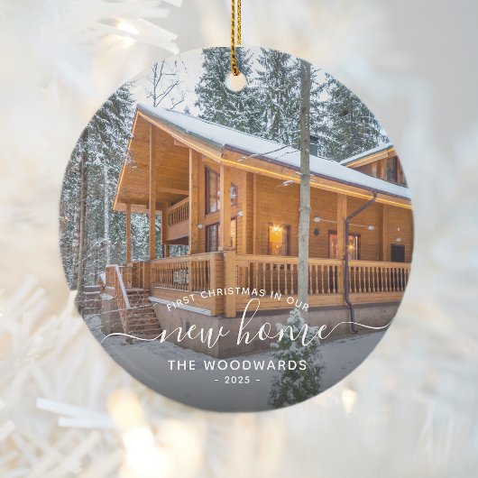 初めてのクリスマス新しいホームカスタムフォトホワイトスクリプト セラミックオーナメント
