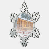 初めてのクリスマス新しいホームカスタムフォトレッドスクリプト スノーフレークピューターオーナメント (右)