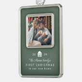 初めてのクリスマス新しいホームクラシックグリーンフォト シルバープレートフレームオーナメント (左)