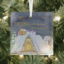 初めてのクリスマス新しいホームサンタフットプリントルーフトップ