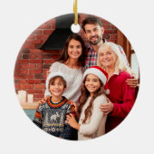 初めてのクリスマス新しいホームトラックグリーンフォト セラミックオーナメント (裏面)