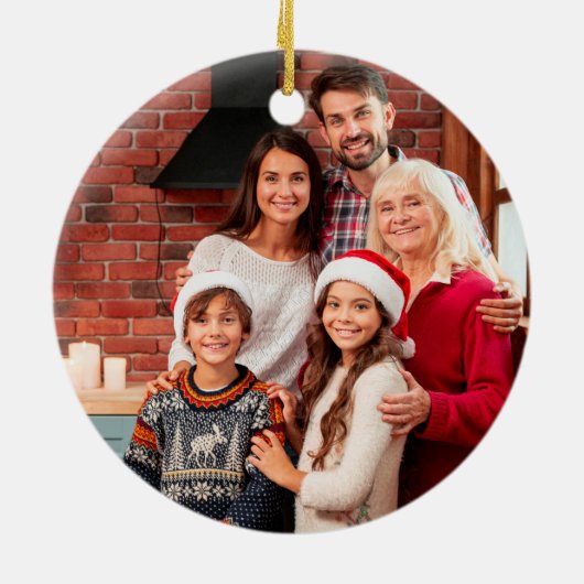 初めてのクリスマス新しいホームトラックグリーンフォト セラミックオーナメント (裏面)