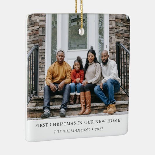 初めてのクリスマス新しいホームパーソナライズされたファミリフォト セラミックオーナメント (右)