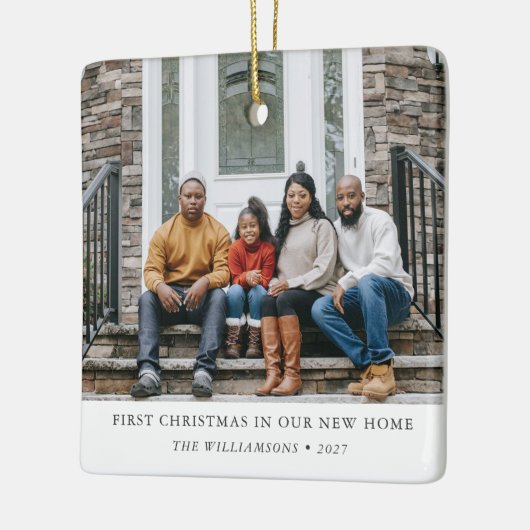 初めてのクリスマス新しいホームパーソナライズされたファミリフォト セラミックオーナメント (左)